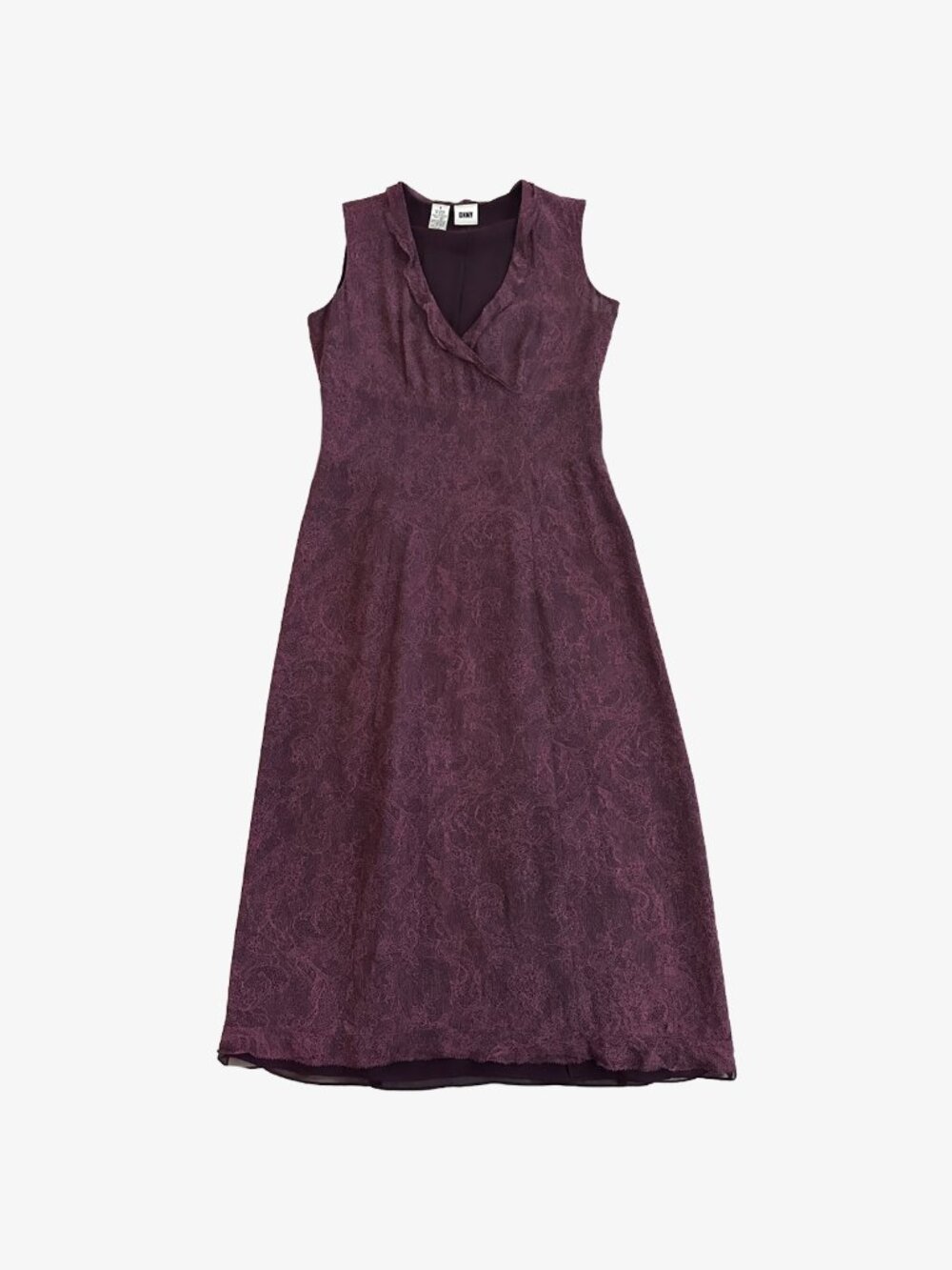 Vintage 90's Purple Pattern Sleeveless Silk Layer Maxi Dress by DKNY